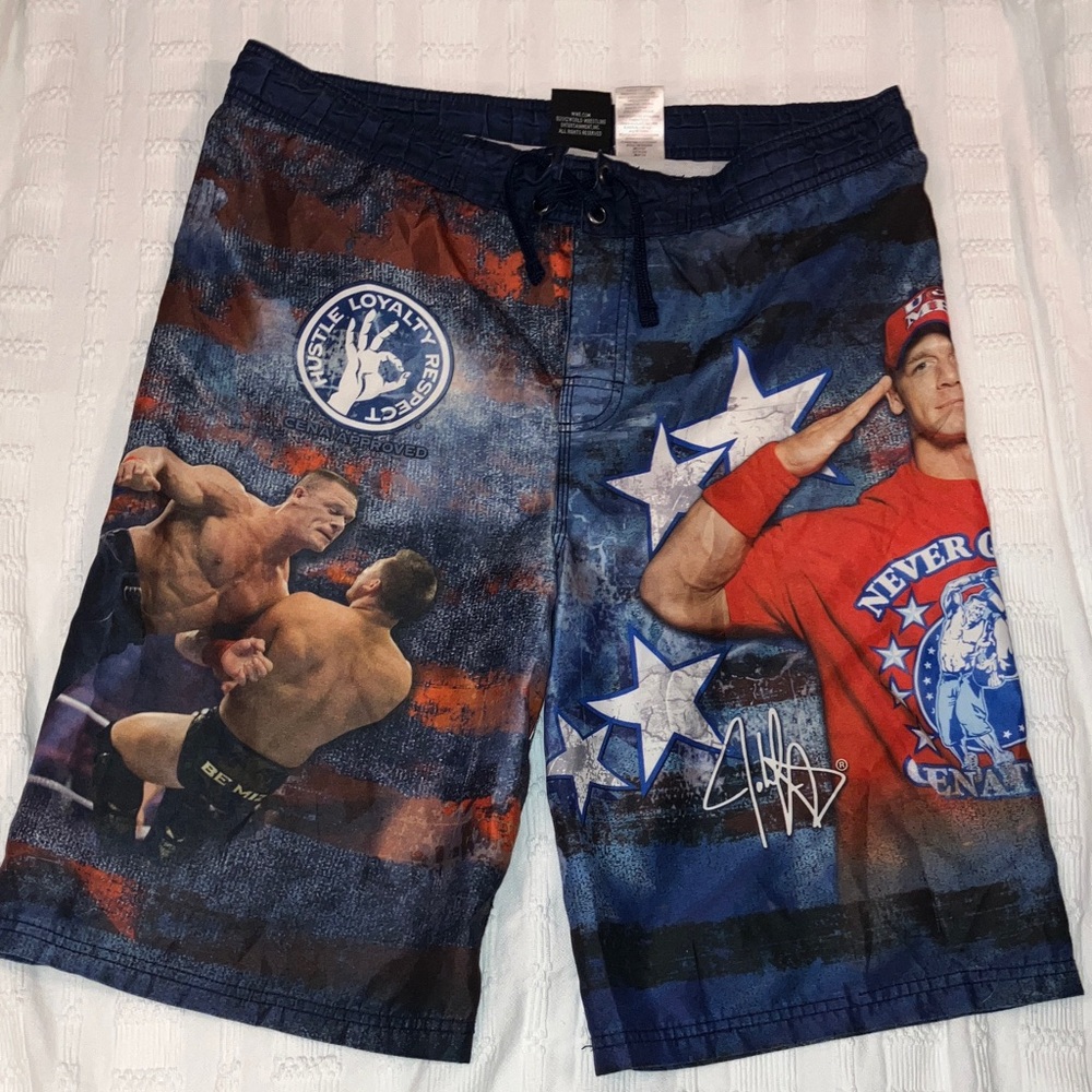 WWE John Cena Boys XL Wrestling Graphic Swim Shorts